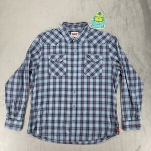 Wrangler Western Flannel Shirt Mens XL Xtra Large Shadow Plaid Button Up EUC